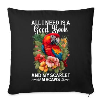 Scarlet Macaws Scharlachroter Ara Design - Sofakissenbezug 45 x 45 cm - Schwarz - Vorne