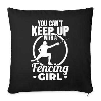 Fencing girl - Sofa pillowcase 17,3'' x 17,3'' (45 x 45 cm) - black - Front