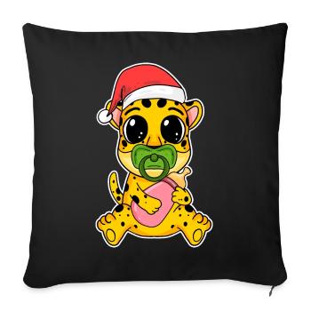 Guépard bébé Noël Noël enfant en bas âge - Housse de coussin décorative 45 x 45 cm - noir - Devant