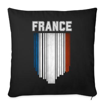 Drapeau de la France, fierté française - Housse de coussin décorative 45 x 45 cm - noir - Devant