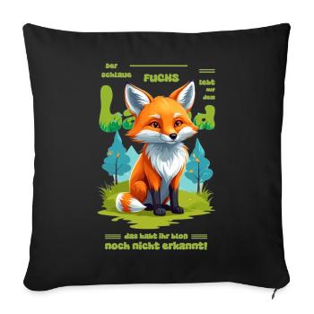 Der schlaue Fuchs vom Land - Sofakissenbezug 45 x 45 cm - Schwarz - Vorne