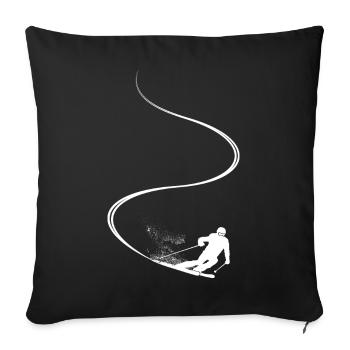Piste de ski, Après-ski, Sports d’hiver, Vacances au ski - Housse de coussin décorative 45 x 45 cm - noir - Devant