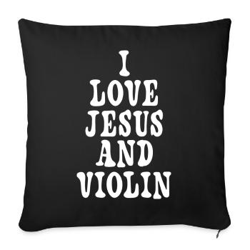 J'aime Jésus et les violons - Housse de coussin décorative 45 x 45 cm - noir - Devant
