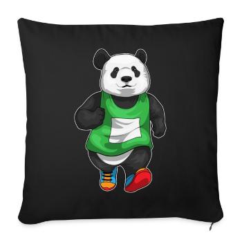 Panda Jogger Jogging Sport - Housse de coussin décorative 45 x 45 cm - noir - Devant