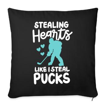 Eishockey Valentinstag - Sofakissenbezug 45 x 45 cm - Schwarz - Vorne
