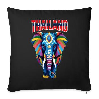 Colorful abstract elephant from Thailand - Sofa pillowcase 17,3'' x 17,3'' (45 x 45 cm) - black - Front