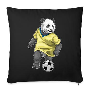 Panda Joueur de Football Football - Housse de coussin décorative 45 x 45 cm - noir - Devant