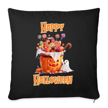 Halloween – Happy Halloween Pumpkin with Candy - Sofa pillowcase 17,3'' x 17,3'' (45 x 45 cm) - black - Front