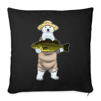 Pêche à la ligne de l’ours polaire - Housse de coussin décorative 45 x 45 cm - noir - Devant