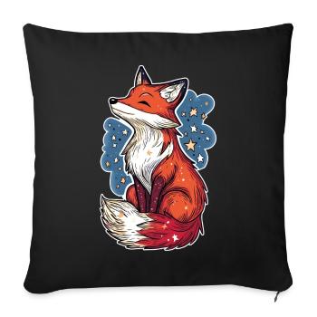 Renard et ciel étoilé - Housse de coussin décorative 45 x 45 cm - noir - Devant