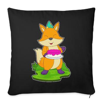 Gâteau d’anniversaire renard - Housse de coussin décorative 45 x 45 cm - noir - Devant