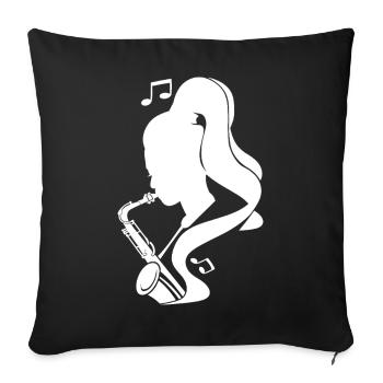 Croquis de saxophoniste - Housse de coussin décorative 45 x 45 cm - noir - Devant