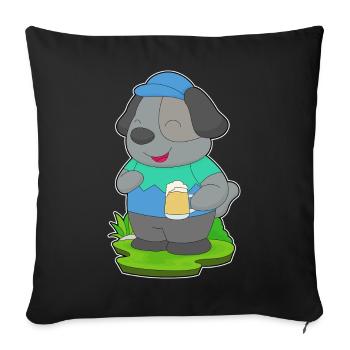 Dog Beer - Sofa pillowcase 17,3'' x 17,3'' (45 x 45 cm) - black - Front