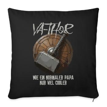 Viking Schild mit Hammer Design Va-Thor Vatertag - Sofakissenbezug 45 x 45 cm - Schwarz - Vorne