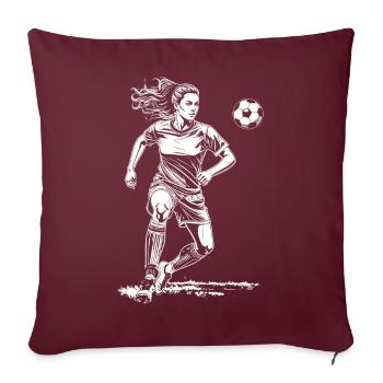 Maillot de buteuse : Footballeuse sur le terrain de football - Housse de coussin décorative 45 x 45 cm - bordeaux - Devant