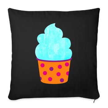 Glace Glace Tasse à Glace Dots Muffin Dots Sweet - Housse de coussin décorative 45 x 45 cm - noir - Devant