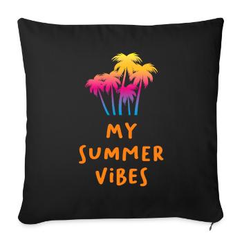 Summer Vibes Palm Trees Quote Holiday Island Colorful - Sofa pillowcase 17,3'' x 17,3'' (45 x 45 cm) - black - Front