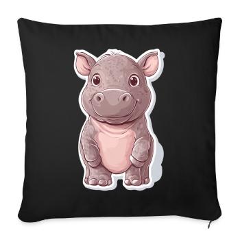 Hippopotamus - Sofa pillowcase 17,3'' x 17,3'' (45 x 45 cm) - black - Front