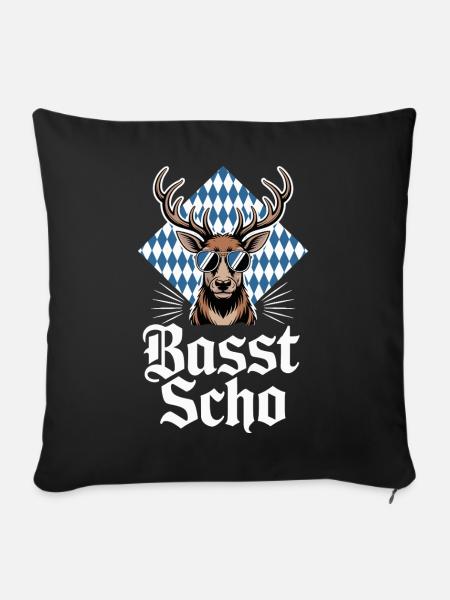Elch Bayerischer Hirsch Sonnenbrille Basst Scho - Sofakissenbezug 45 x 45 cm - Schwarz