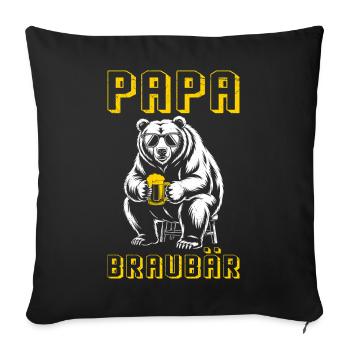 Le futur papa PAPA BRAUBÄR Drôle - Housse de coussin décorative 45 x 45 cm - noir - Devant