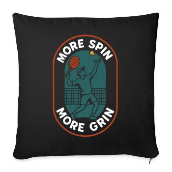 Padel Plus Spin Plus Grin Joueur drôle - Housse de coussin décorative 45 x 45 cm - noir - Devant