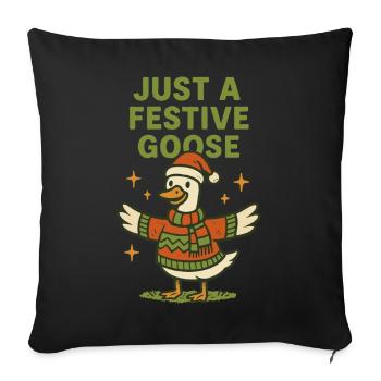 Oie de Noël juste une oie festive drôle - Housse de coussin décorative 45 x 45 cm - noir - Devant