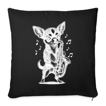 Conception de saxophone Chihuahua - Housse de coussin décorative 45 x 45 cm - noir - Devant