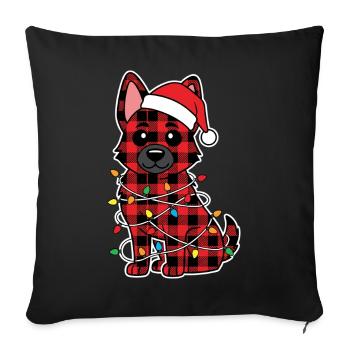 German Shepherd Dog Christmas Plaid Red - Sofa pillowcase 17,3'' x 17,3'' (45 x 45 cm) - black - Front