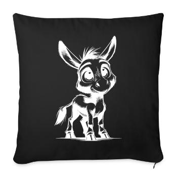 Cute Little Baby Donkey Pencil Drawing - Sofa pillowcase 17,3'' x 17,3'' (45 x 45 cm) - black - Front