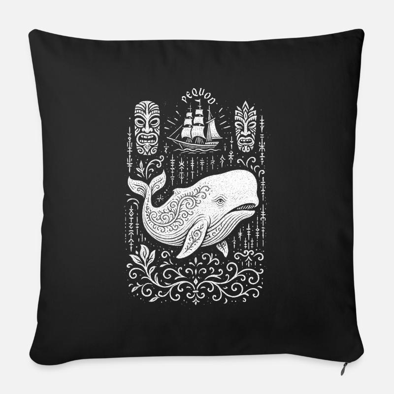 Moby Dick - Housse de coussin décorative 45 x 45 cm - noir
