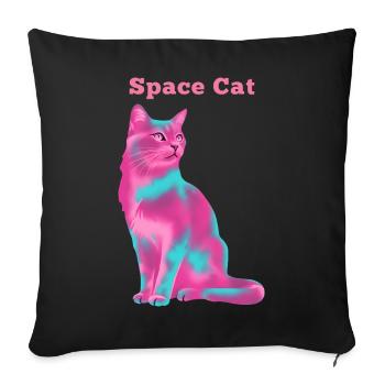 Space Cat - Sofa pillowcase 17,3'' x 17,3'' (45 x 45 cm) - black - Front