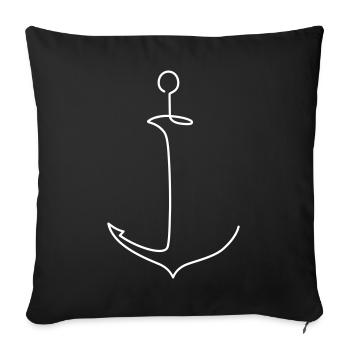Ancre stylisée - Voilier maritime Sea - Housse de coussin décorative 45 x 45 cm - noir - Devant