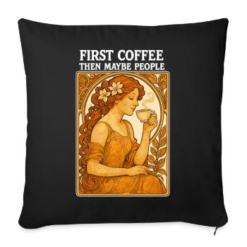 D’abord le café, puis le cadeau vintage Pin-up People - Housse de coussin décorative 45 x 45 cm - noir - Devant