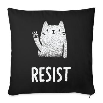 Waving White Cat Illustration - Sofa pillowcase 17,3'' x 17,3'' (45 x 45 cm) - black - Front