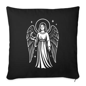 Ange aux ailes – Motif spirituel - Housse de coussin décorative 45 x 45 cm - noir - Devant