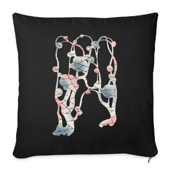 Plum Blossom Mosaic Pattern – Plant | Pastel - Sofa pillowcase 17,3'' x 17,3'' (45 x 45 cm) - black - Front