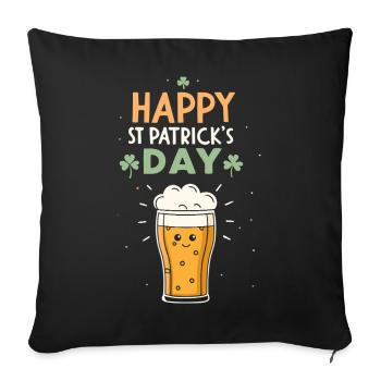 Pinte joyeuse Saint-Patrick - Housse de coussin décorative 45 x 45 cm - noir - Devant