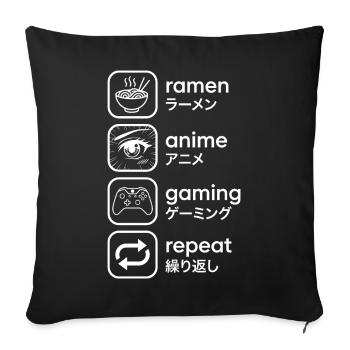 Ramen Anime Gaming Repeat Japan Design - Sofakissenbezug 45 x 45 cm - Schwarz - Vorne