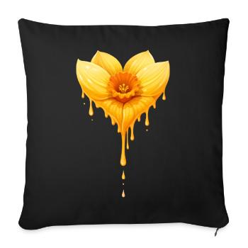 Daffodil Flower Heart Shape Illustration - Sofa pillowcase 17,3'' x 17,3'' (45 x 45 cm) - black - Front