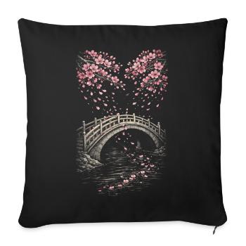 Cherry Blossom Sakura Cherry Blossom - Sofa pillowcase 17,3'' x 17,3'' (45 x 45 cm) - black - Front