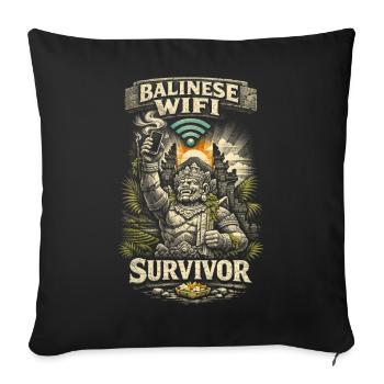Survivant du Wifi balinais Travel Bali Travel - Housse de coussin décorative 45 x 45 cm - noir - Devant