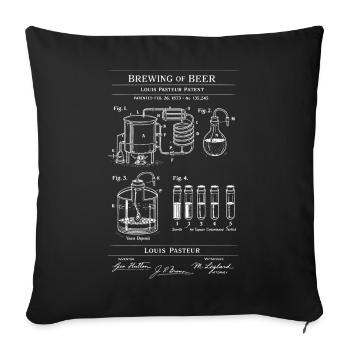 Plan de brevet pour bière vintage - Housse de coussin décorative 45 x 45 cm - noir - Devant