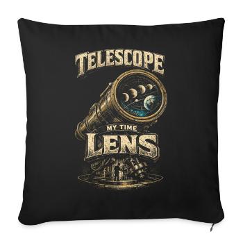 Astronome astronomique Telescope My Time Lens - Housse de coussin décorative 45 x 45 cm - noir - Devant