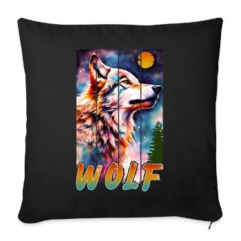 WOLF-NATURKUNST - Sofakissenbezug 45 x 45 cm - Schwarz - Vorne