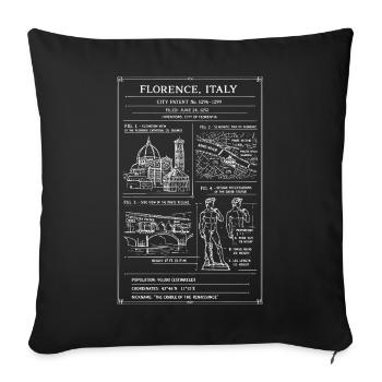 Florence Map & Landmarks Vintage Poster - Sofa pillowcase 17,3'' x 17,3'' (45 x 45 cm) - black - Front