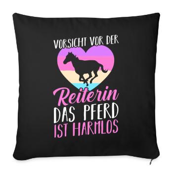 Reiten Pferdeliebhaber Reiterhof Pferde - Sofakissenbezug 45 x 45 cm - Schwarz - Vorne