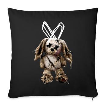 Dark stuffed bunny cuddly toy - Sofa pillowcase 17,3'' x 17,3'' (45 x 45 cm) - black - Front