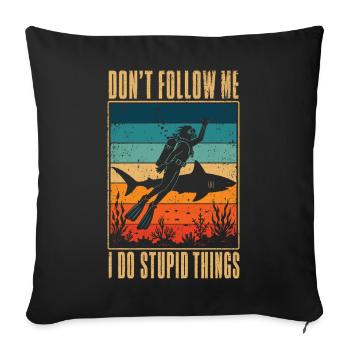 T-shirt du requin plongeur ne me suis pas - Housse de coussin décorative 45 x 45 cm - noir - Devant
