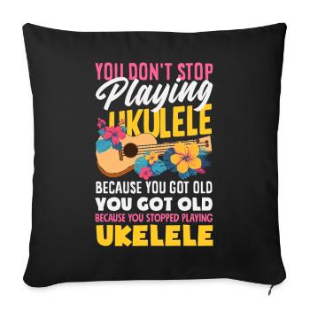 Épouse Maman Légende du ukulélé Drôle Fête des Mères - Housse de coussin décorative 45 x 45 cm - noir - Devant