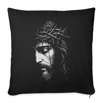 Jesus Crown of Thorns Portrait - Sofa pillowcase 17,3'' x 17,3'' (45 x 45 cm) - black - Front